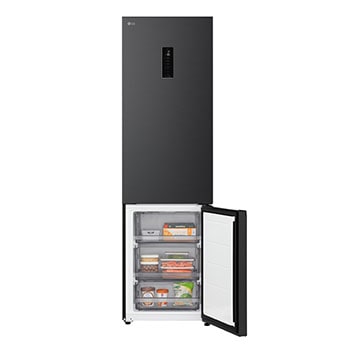 Auf der linken Seite Fleisch mit -3°C angezeigt, in der Mitte frischer Fisch mit 0°C und rechts Käse mit 2°C.