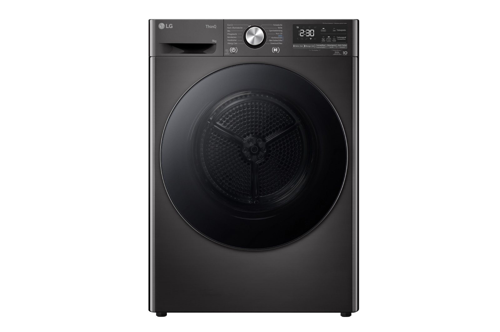 Vorderseite von Trockner Schwarz (EEK C, 9 kg) mit Dual Inverter Wärmepumpentechnologie & selbstreinigendem Kondensator I RT90V9B RT90V9B