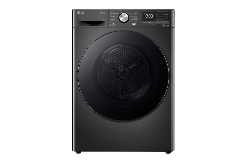 Vorderseite von Trockner Schwarz (EEK C, 9 kg) mit Dual Inverter Wärmepumpentechnologie & selbstreinigendem Kondensator I RT90V9B RT90V9B