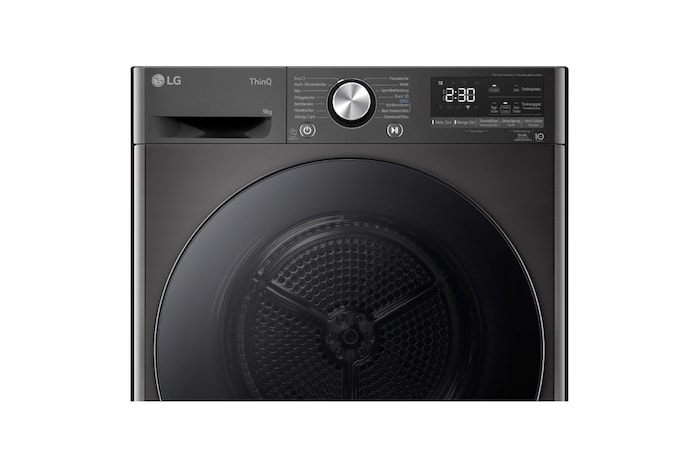 LG Trockner Schwarz (EEK C, 9 kg) mit Dual Inverter Wärmepumpentechnologie & selbstreinigendem Kondensator I RT90V9B, RT90V9B