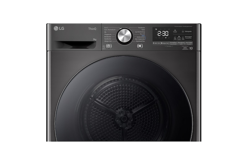 LG Trockner Schwarz (EEK C, 9 kg) mit Dual Inverter Wärmepumpentechnologie & selbstreinigendem Kondensator I RT90V9B, RT90V9B