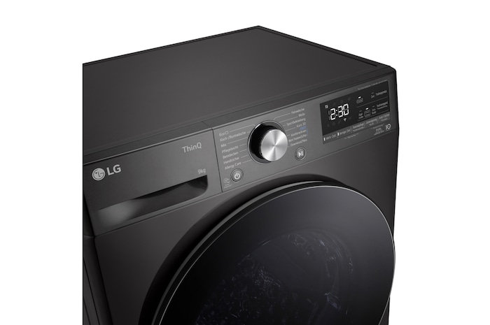LG Trockner Schwarz (EEK C, 9 kg) mit Dual Inverter Wärmepumpentechnologie & selbstreinigendem Kondensator I RT90V9B, RT90V9B