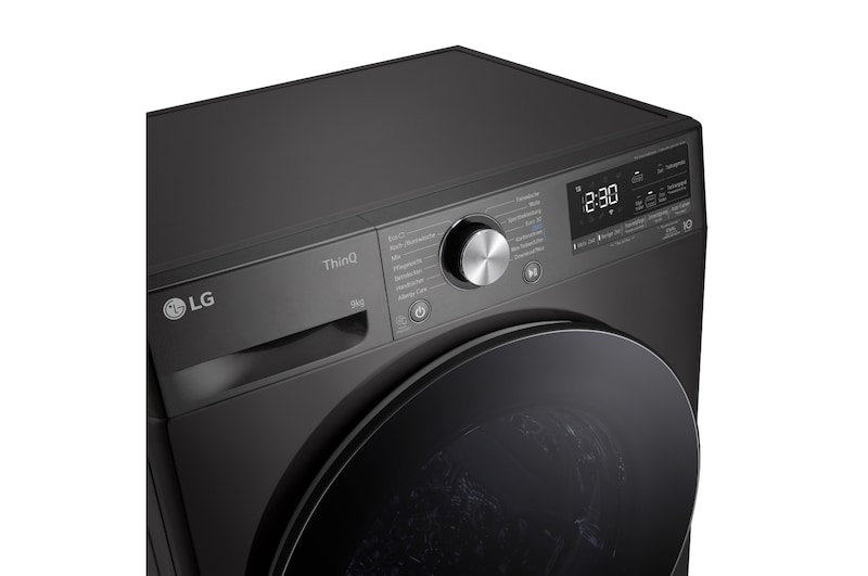 LG Trockner Schwarz (EEK C, 9 kg) mit Dual Inverter Wärmepumpentechnologie & selbstreinigendem Kondensator I RT90V9B, RT90V9B