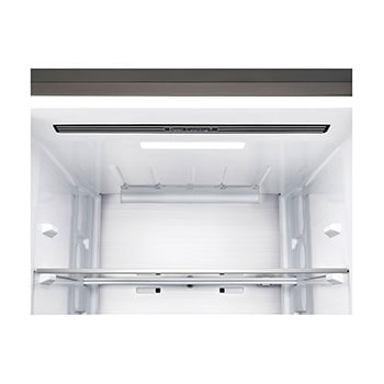 Auf der linken Seite Fleisch mit -3°C angezeigt, in der Mitte frischer Fisch mit 0°C und rechts Käse mit 2°C.