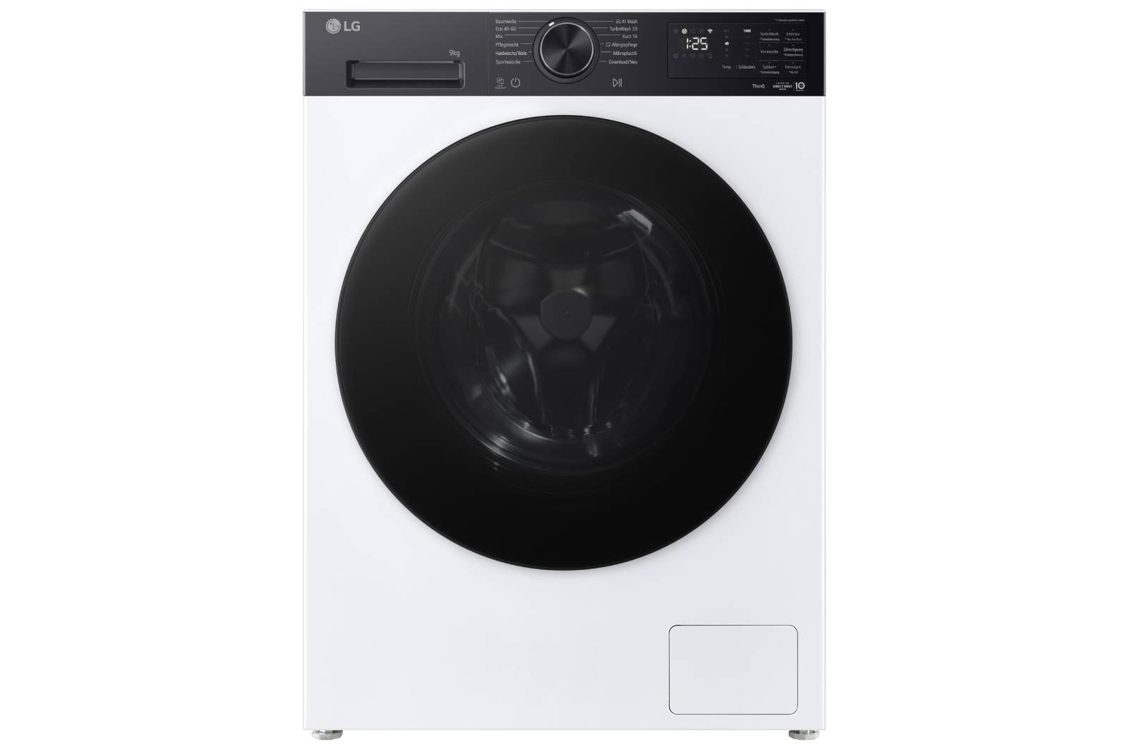 LG Waschmaschine Weiß mit schwarzem Panel (EEK A, 9 kg, 1.400 U./Min.) mit AI DD® & TurboWash®360° | F4WX709YP, F4WX709YP