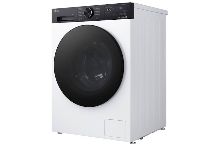 LG Waschmaschine Weiß mit schwarzem Panel (EEK A, 9 kg, 1.400 U./Min.) mit AI DD® & TurboWash®360° | F4WX709YP, F4WX709YP