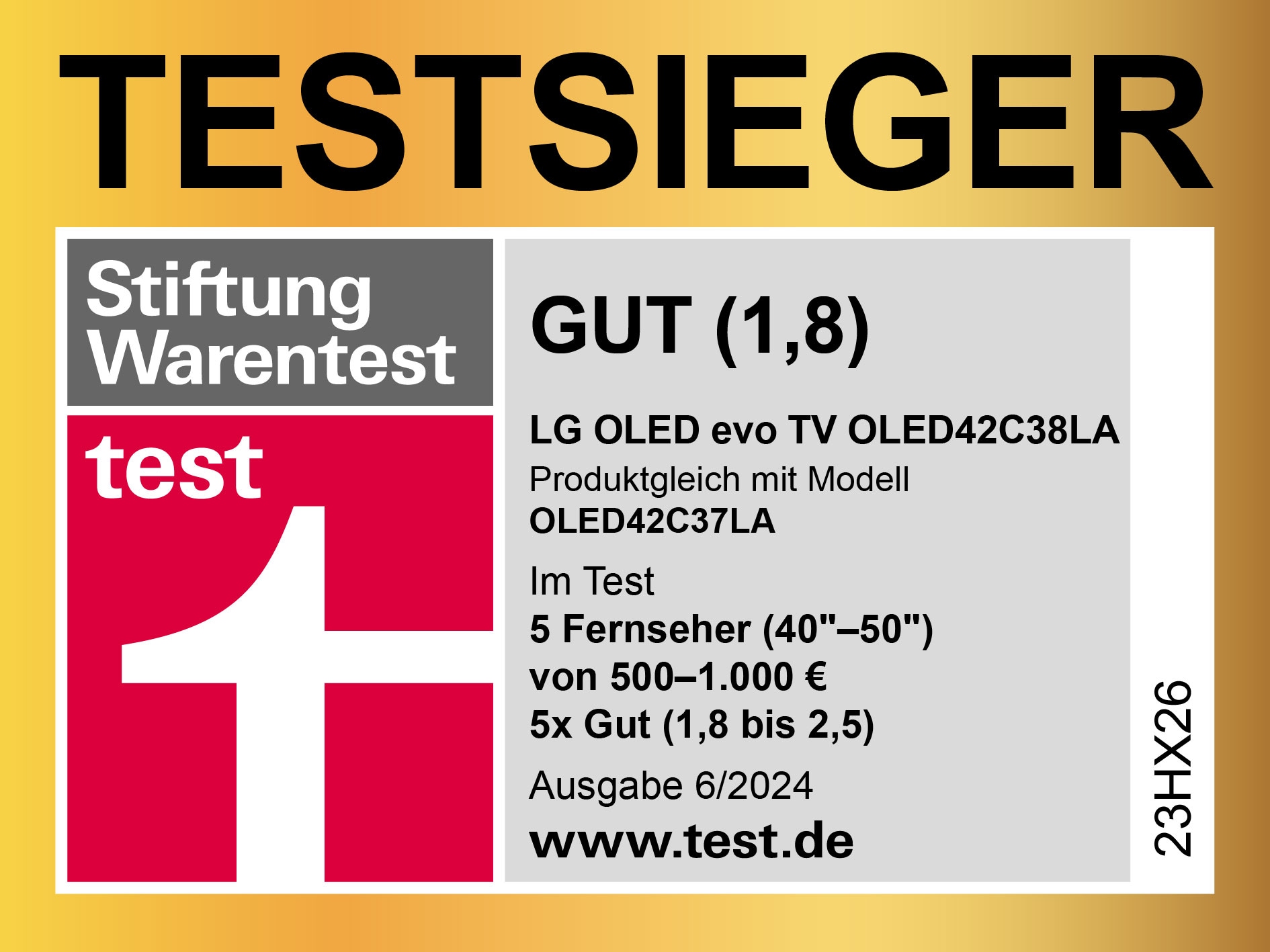 Stiftung Warentest OLED42C38LA