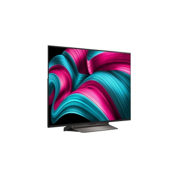 Leicht seitliche Ansicht des LG OLED evo AI C5 4K Smart TV.