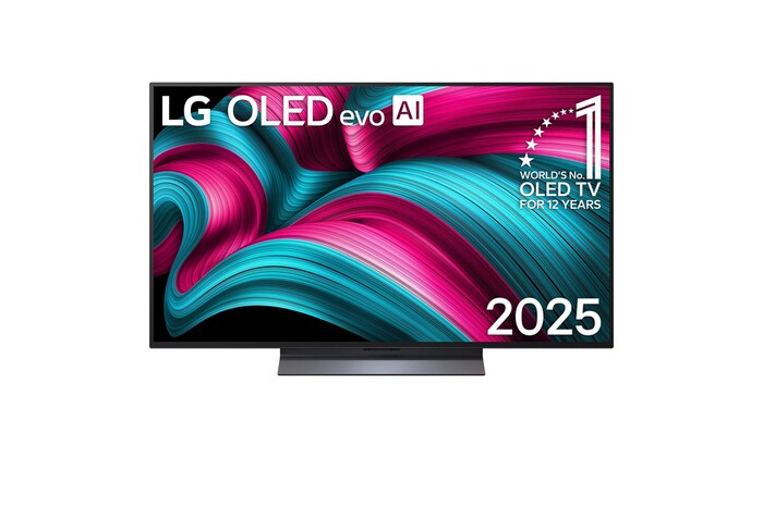 Frontansicht des 48 Zoll LG OLED evo AI C5 4K Smart TV OLED48C58LA