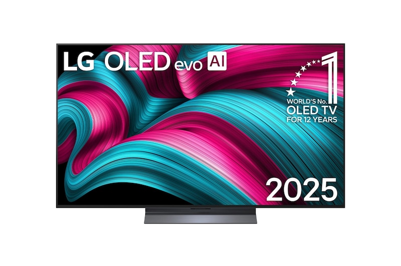 Frontansicht des 55 Zoll LG OLED evo AI C5 4K Smart TV OLED55C58LA