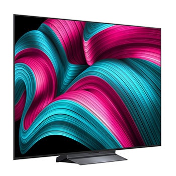 Leicht seitliche Ansicht des LG OLED evo AI C5 4K Smart TV.