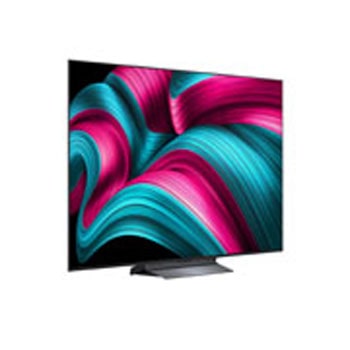 Leicht seitliche Ansicht des LG OLED evo AI C5 4K Smart TV.