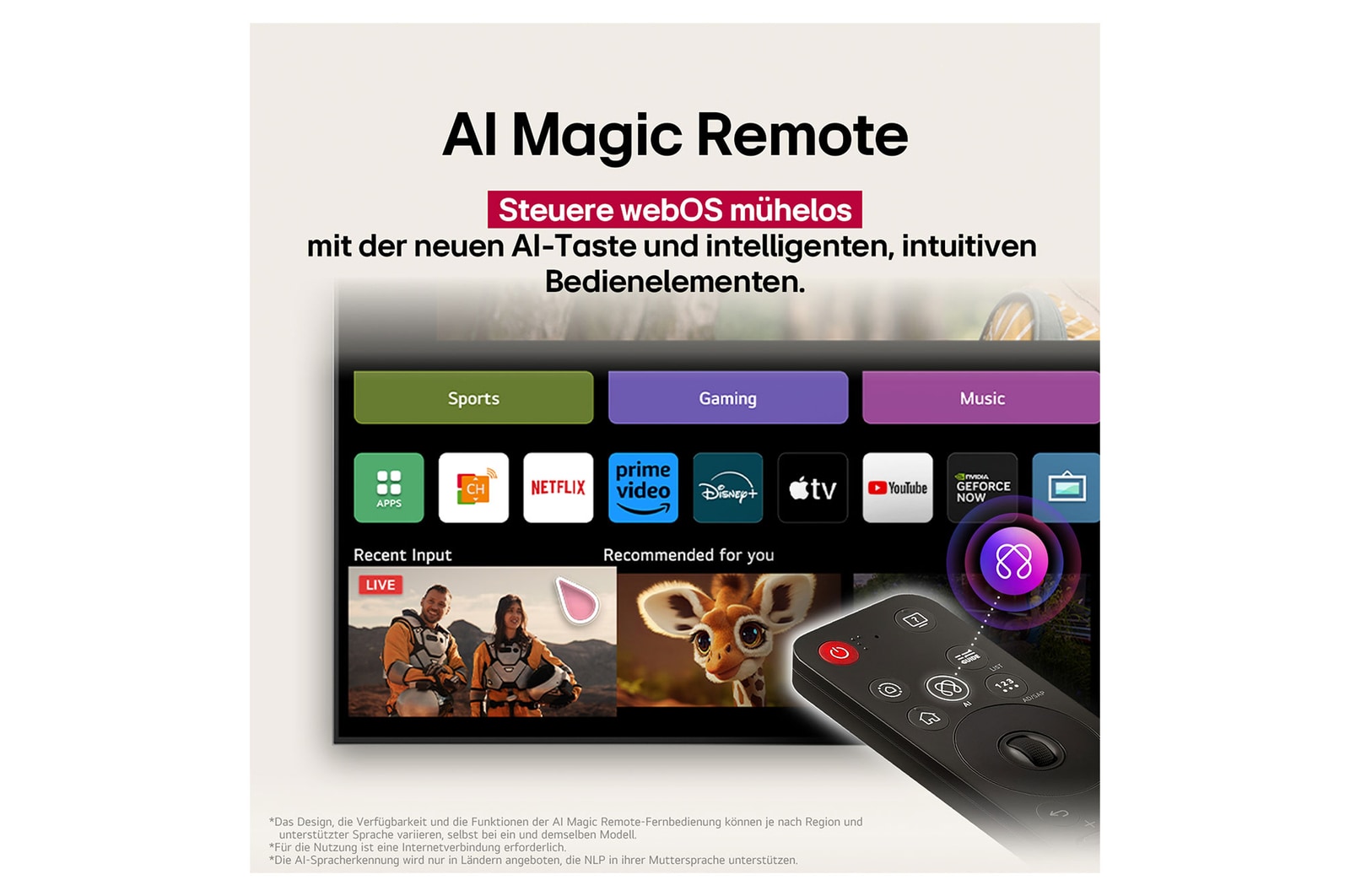 Leopard im Wald in leuchtenden Farben und Details. Neben dem Leopard ist ein Gitternetz zu sehen. Hinter ihm leuchtet ein Licht. Das Bild zeigt, wie LG AI Picture Pro die Auflösung, Helligkeit, Tiefe und Klarheit der Szene eindrucksvoll verbessert hat.