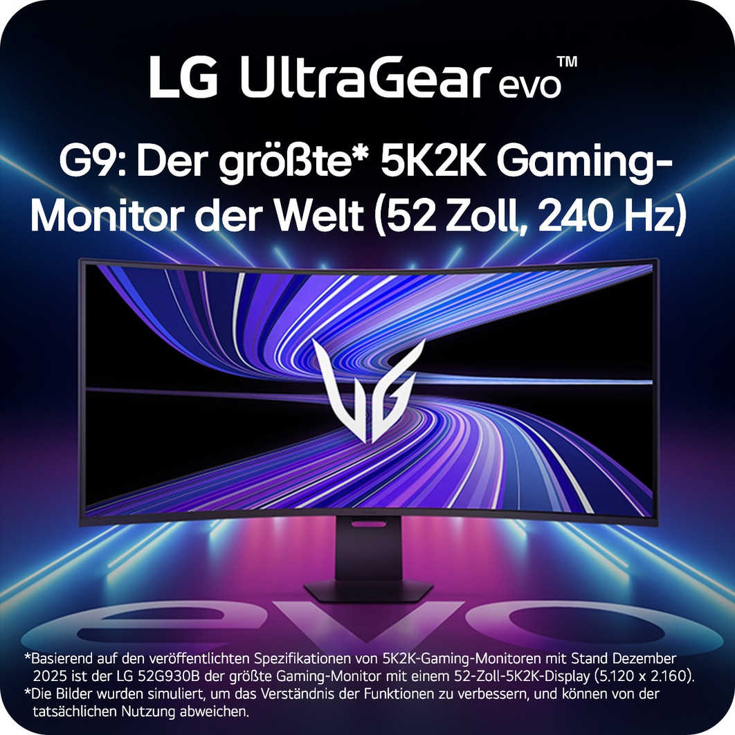 LG 52 Zoll UltraGear evo G9, Weltweit größter 5K2K 240 Hz Gaming Monitor, 52G930B-B