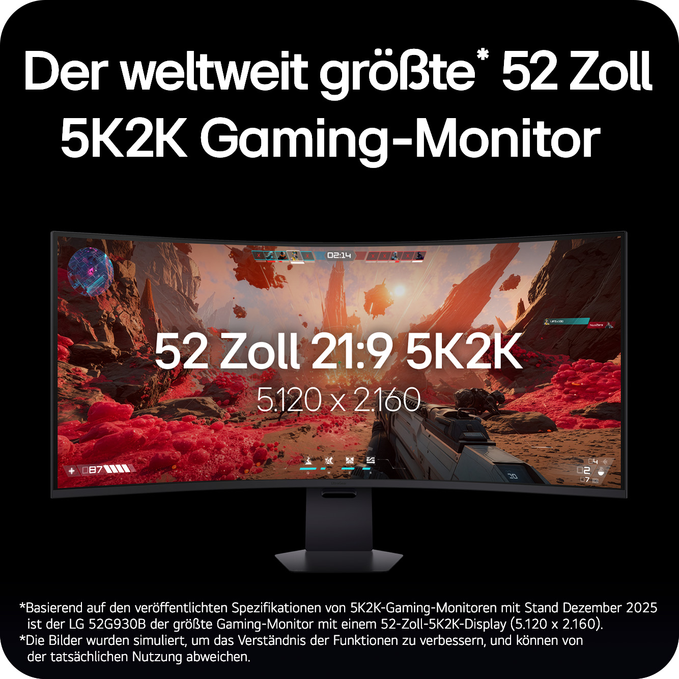 LG 52 Zoll UltraGear evo G9, Weltweit größter 5K2K 240 Hz Gaming Monitor, 52G930B-B
