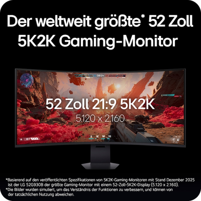 LG 52 Zoll UltraGear evo G9, Weltweit größter 5K2K 240 Hz Gaming Monitor, 52G930B-B