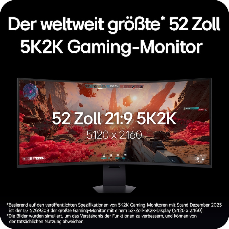LG 52 Zoll UltraGear evo G9, Weltweit größter 5K2K 240 Hz Gaming Monitor, 52G930B-B