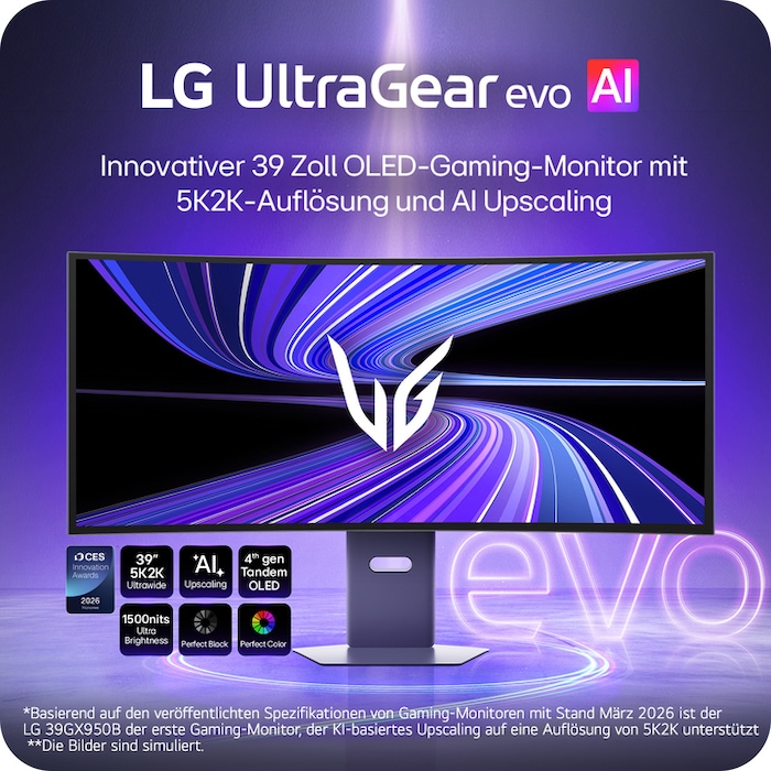 LG 39-Zoll-UltraGear evo GX9, der weltweit erste 39-Zoll-5K2K-OLED-Gaming-Monitor, 39GX950B-B