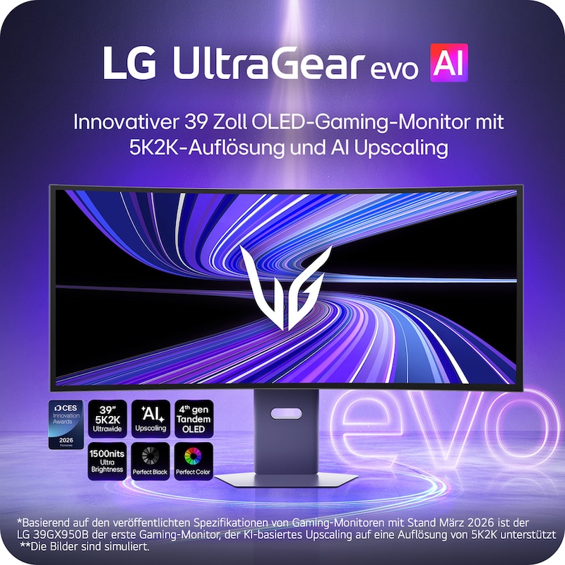LG 39-Zoll-UltraGear evo GX9, der weltweit erste 39-Zoll-5K2K-OLED-Gaming-Monitor, 39GX950B-B