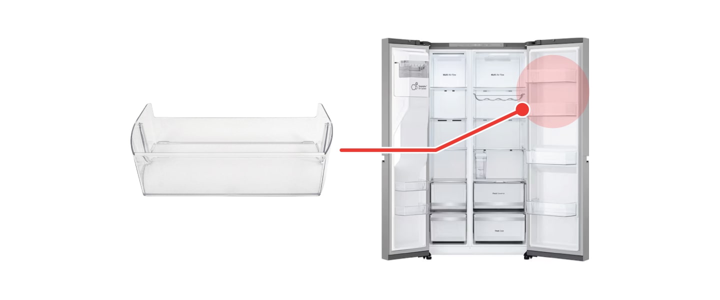 Dies ist der Türkorb im oberen Teil des Gefrierfachs