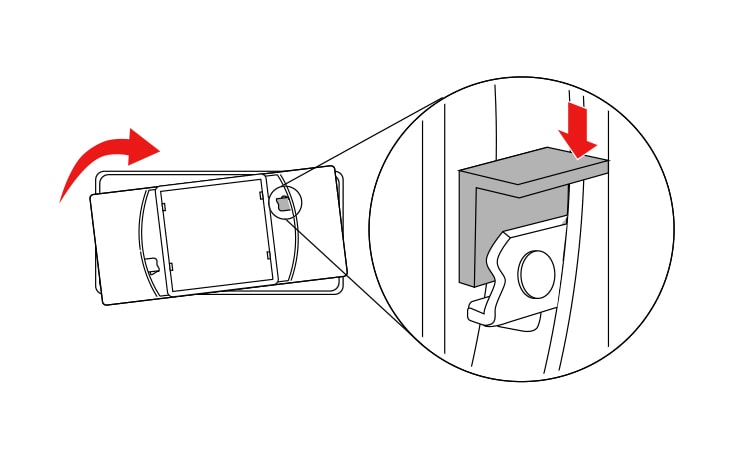 Drehe die Luftfilterabdeckung im Uhrzeigersinn, bis die Haken greifen und die Abdeckung einrastet