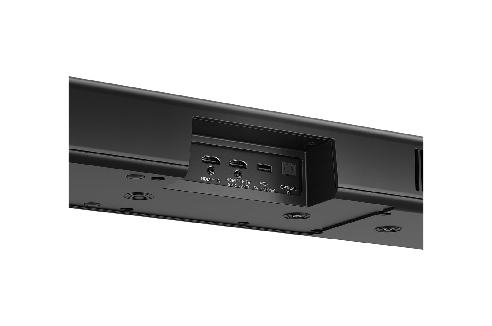 Schrägansicht der Rückseite der LG Soundbar DS90TR