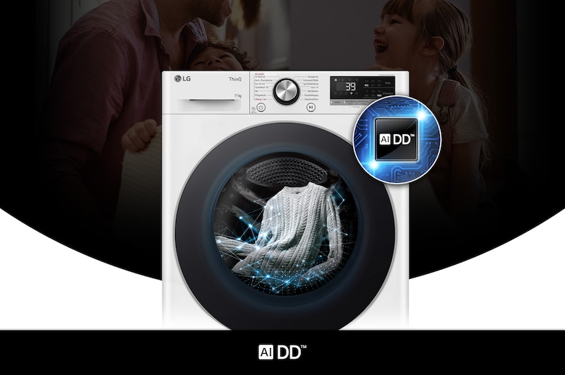 LG 11 kg Waschmaschine F4W11A in Weiß mit AI DD®-Technologie für eine intelligente Wäschepflege, mit Energieeffizienzklasse A-10%.