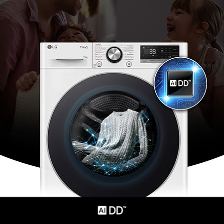 LG 11 kg Waschmaschine F4W11A in Weiß mit AI DD®-Technologie für eine intelligente Wäschepflege, mit Energieeffizienzklasse A-10%.