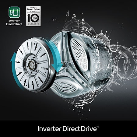 Nahaufnahme des Inverter Direct Drive™ Motors der LG 20 kg Waschmaschine F0WVT202B, mit 10 Jahren Garantie, mit Energieeffizienzklasse B. 🇬🇧 UK: Close-up of the Inverter Direct Drive™ motor in the LG F0WVT202B 20kg washing machine, highlighting its durable design and 10-year warranty. 🇪🇸 ES: Primer plano del motor Inverter Direct Drive™ de la lavadora LG F0WVT202B de 20 kg, destacando su diseño duradero y 10 años de garantía. 🇫🇷 FR: Gros plan sur le moteur Inverter Direct Drive™ du lave-linge LG F0WVT202B de 20 kg, soulignant sa conception durable et sa garantie de 10 ans. 🇮🇹 IT: Primo piano del motore Inverter Direct Drive™ della lavatrice LG F0WVT202B da 20 kg, che ne evidenzia il design durevole e la garanzia di 10 anni. 🇳🇱 NL: Close-up van de Inverter Direct Drive™-motor in de LG F0WVT202B 20 kg wasmachine, met de nadruk op het duurzame ontwerp en 10 jaar garantie. 🇵🇱 PL: Zbliżenie na silnik Inverter Direct Drive™ w pralce LG F0WVT202B 20 kg, podkreślający jego trwałą k