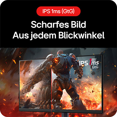IPS Gaming Monitor 32-Zoll mit 1ms GtG Reaktionszeit, garantiert scharfe Visuals und präzises Gameplay aus jedem Blickwinkel.