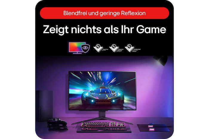 LG UltraGear 27-Zoll OLED Gaming-Monitor mit blendfreier, reflexionsarmer Oberfläche für ungestörten Spielfokus.