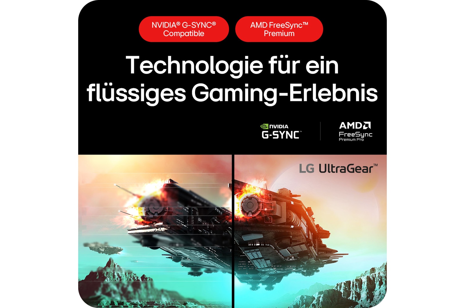 Nahtloses Gaming-Erlebnis dank NVIDIA G-SYNC Kompatibilität und AMD FreeSync Premium Unterstützung.