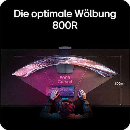 800R Curved Display für ein natürliches Sichtfeld und intensives Spielerlebnis.