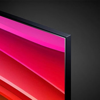 Detailansicht des oberen rechten Rahmens des LG NanoCell AI NANO82 4K Smart TV 2024 mit schmaler Einfassung.