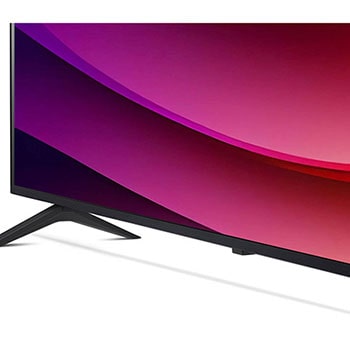 Detailansicht des Standfußes und unteren Bildschirmrahmens des LG NanoCell AI NANO82 4K Smart TV 2024.