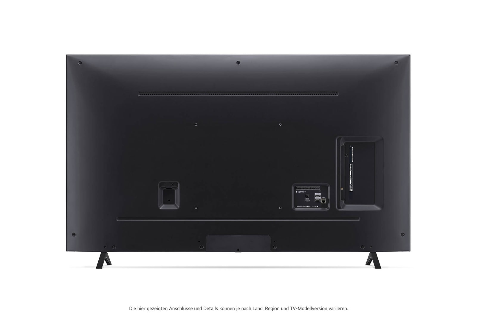 Rückansicht des LG NanoCell AI NANO82 4K Smart TV 2024 mit Anschlussfeld und VESA-Montagepunkten.