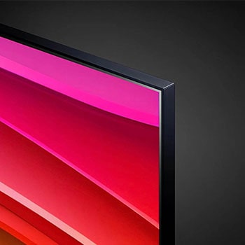 Detailansicht des oberen rechten Rahmens des LG NanoCell AI NANO82 4K Smart TV 2024 mit schmaler Einfassung.
