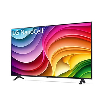 Seitenansicht des LG NanoCell AI NANO82 4K Smart TV 2024 mit beiden Standfüßen sichtbar.