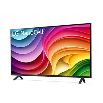 Seitenansicht des LG NanoCell AI NANO82 4K Smart TV 2024 mit beiden Standfüßen sichtbar.