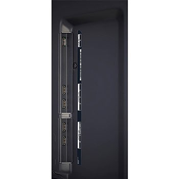 Seitlicher Anschlussbereich des LG NanoCell AI NANO81 4K Smart TVs mit mehreren HDMI- und USB-Eingängen für flexible Konnektivität.