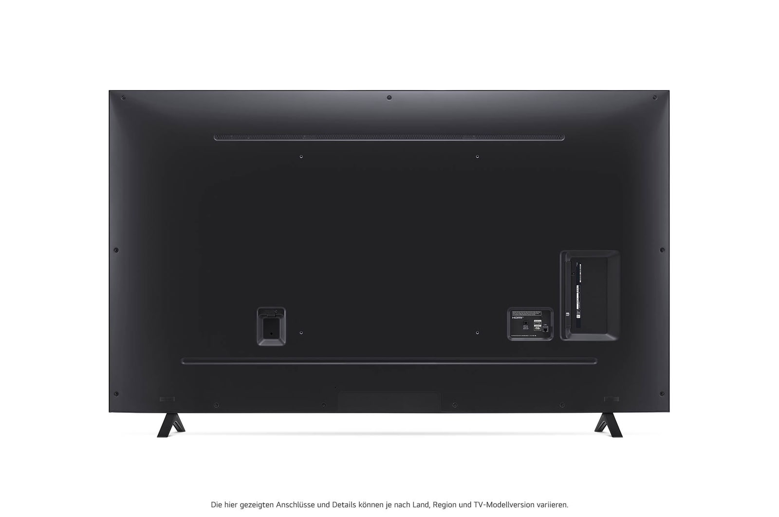 Rückansicht des LG NanoCell AI NANO81 4K Smart TVs mit zentral platzierter Kabelführung und VESA-Montagepunkten.