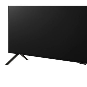 Detailansicht des Standfußes des LG OLED AI B4 4K Smart TV mit schlanken Metallbeinen und strukturierter Oberfläche.
