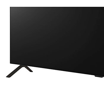Detailansicht des Standfußes des LG OLED AI B4 4K Smart TV mit schlanken Metallbeinen und strukturierter Oberfläche.