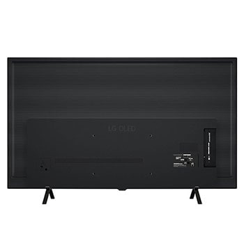 Rückansicht des LG OLED AI B4 4K Smart TVs mit ebenem Rückgehäuse und zwei V-förmigen Standfüßen.