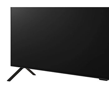 Detailansicht des Standfußes des LG OLED AI B4 4K Smart TV mit schlanken Metallbeinen und strukturierter Oberfläche.