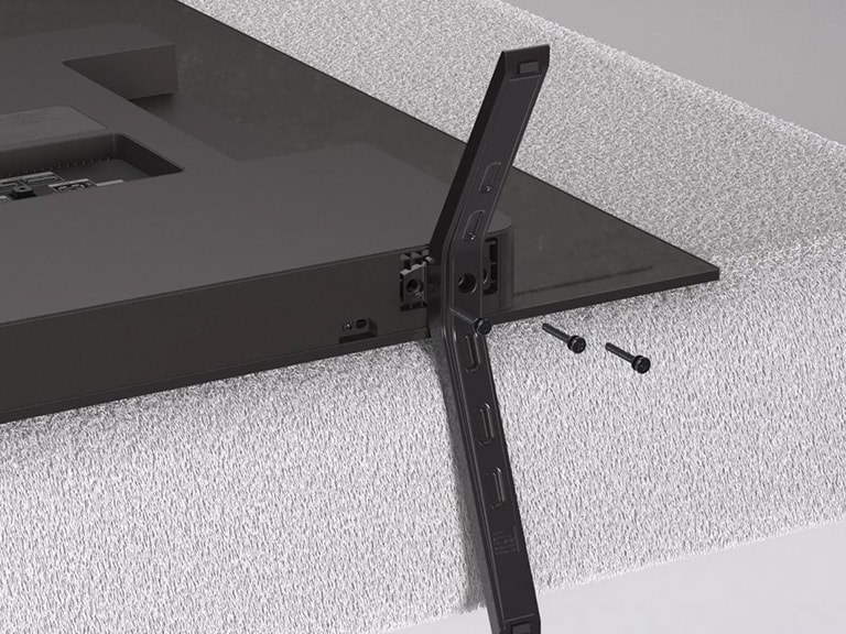Installationsvideo zur Montage des Standfußes für den LG OLED evo AI B5 Fernseher.
