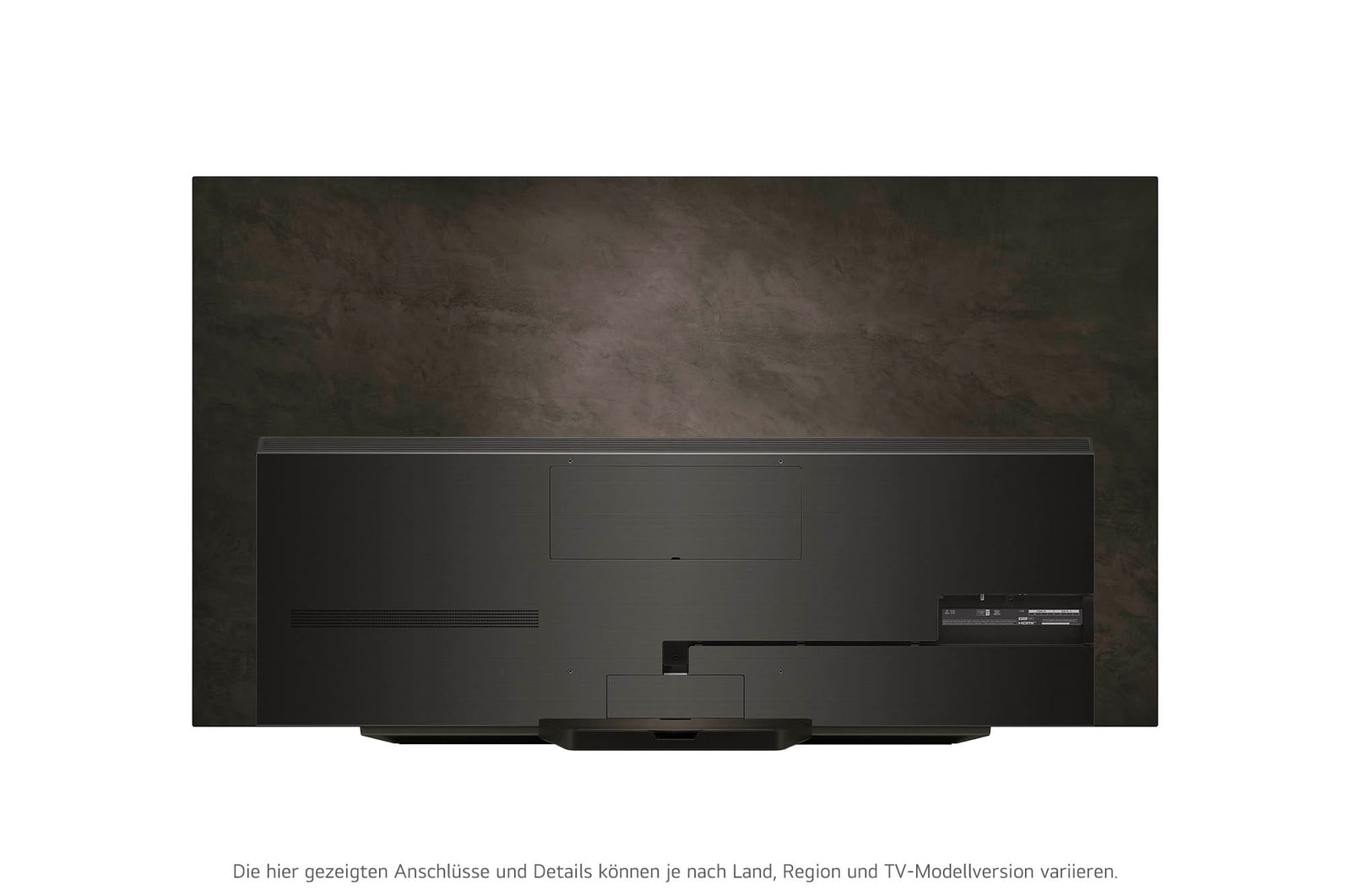 Rückansicht des LG OLED evo AI C4 4K Smart TV mit sichtbarem Standfuß und Anschlussfeld