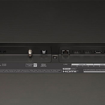 Anschlussübersicht auf der Rückseite des LG OLED evo AI C4 4K Smart TV mit HDMI-, USB-, LAN- und Antenneneingang