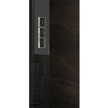 Seitliche Anschlussansicht des LG OLED evo AI C4 4K Smart TV mit HDMI- und USB-Anschlüssen