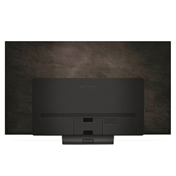 Rückansicht des LG OLED evo AI C4 4K Smart TV mit sichtbarem Standfuß und Anschlussfeld